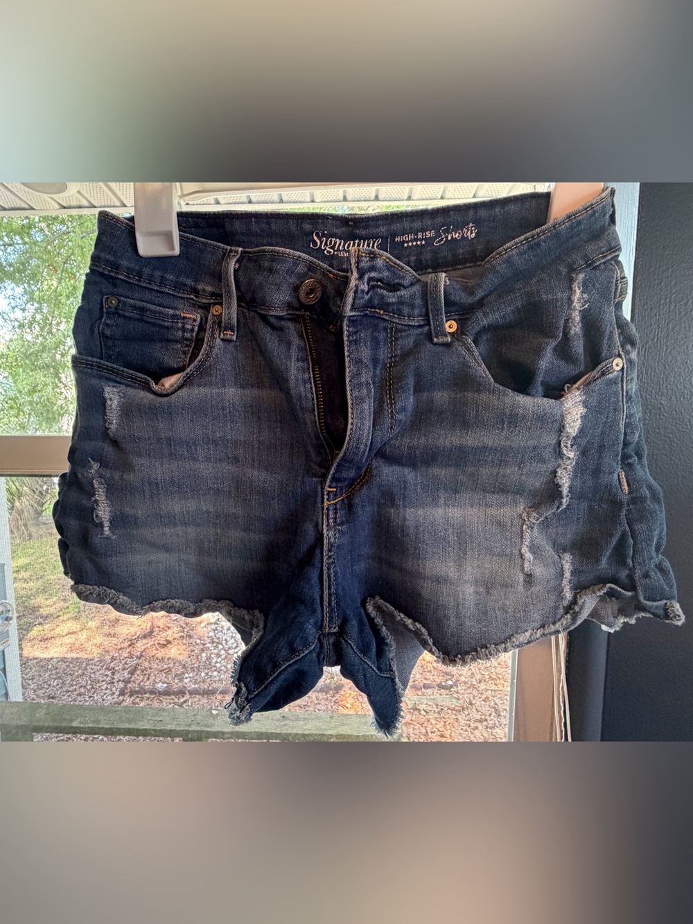 Levi Strauss Signature High-Rise Dark Blue Denim Shorts